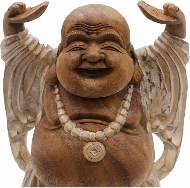 KDMK Happy Buddha Hands Up Oriental Tabletop Ornament, Brown, Width: 40 cm