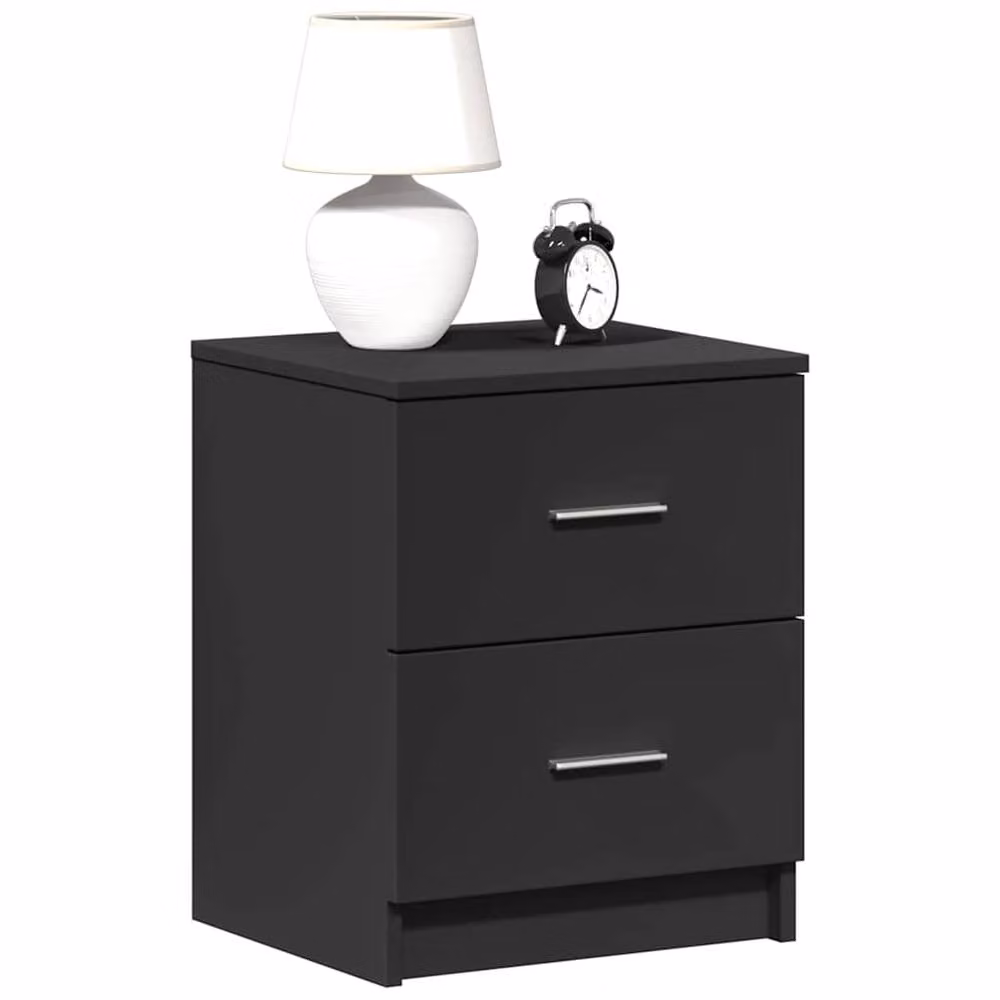 Berkfield Home Set of 2 Durable Black Bedside Cabinets with 2 Drawers, W/D/H: 40 x 36 x 50 cm – 1