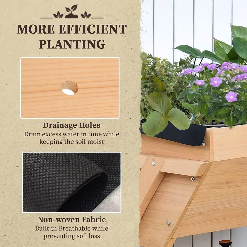 Kelvenix Wooden Raised Bed Planter for Vegetable Gardens in Brown, W/D/H: 178 x 91 x 67.6 cm – 2
