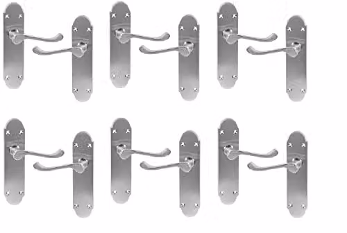 Golden Grace Epsom Scroll Lever Latch Handles in Brushed Satin Chrome, 6 Pairs