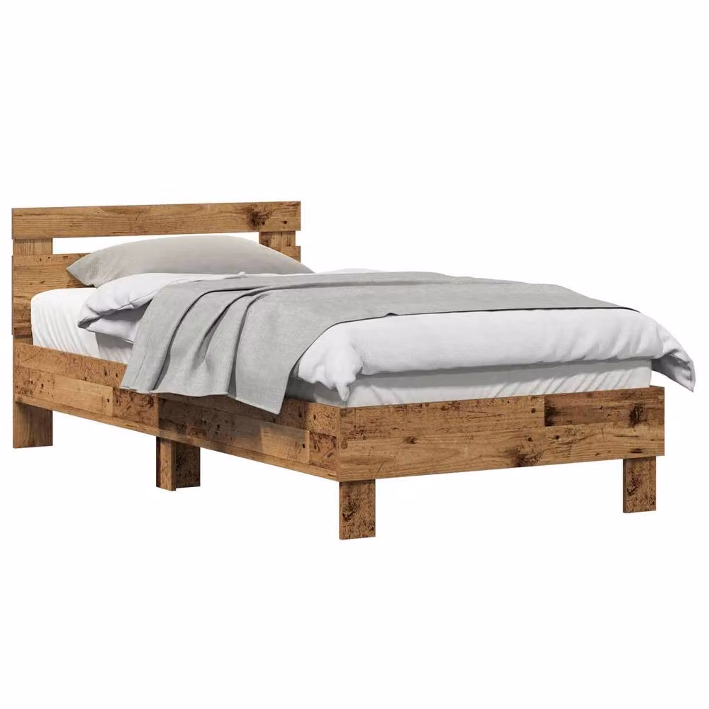 Berkfield Home Old Wood Bed Frame in Brown, Engineered Wood, W/D/H: 193 x 95 x 88 cm – 2