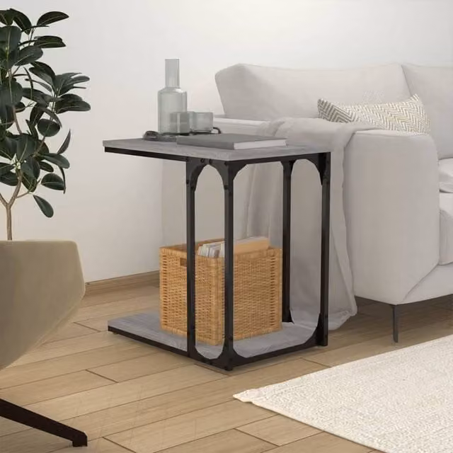 Berkfield Home Sonoma Side Table, Grey, W: 50 cm, D: 35 cm, H: 52 cm