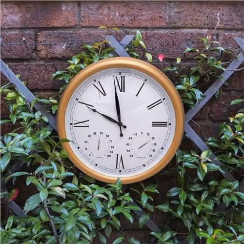 St Helens Home & Garden Vintage Design Copper Colour Outdoor Wall Clock with Thermometer and Hygrometer, Diameter: 38 cm – 2
