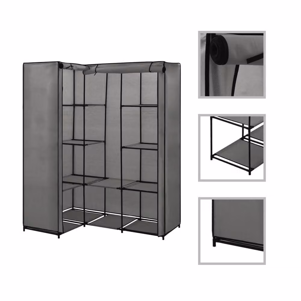 Berkfield Home Modern Grey Corner Wardrobe W/D/H: 130 x 87 x 169 cm – 2