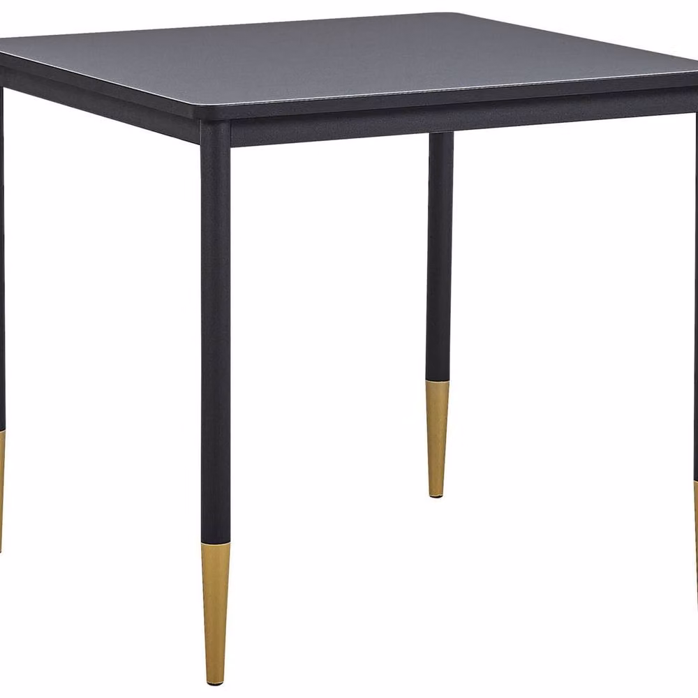 Wyld and Coco Glamour Square Dining Table, Black MDF with Gold Metal Legs, W: 80 cm, D: 80 cm, H: 80 cm – 2