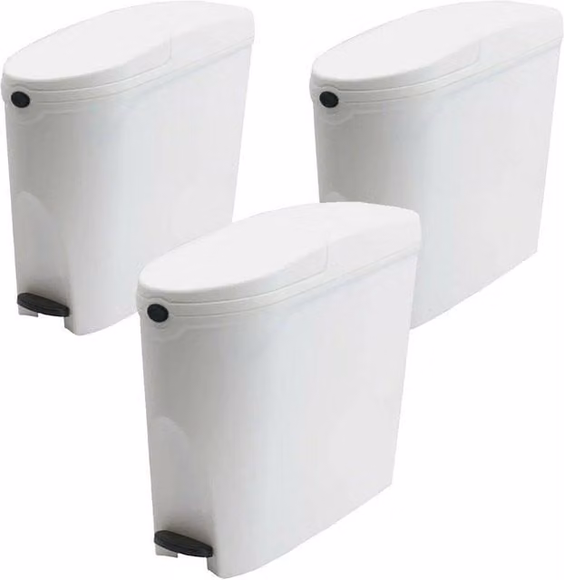 ProKleen White Pedal Operated Toilet Sanitary Bin, 20 Litre Capacity, Set of 3