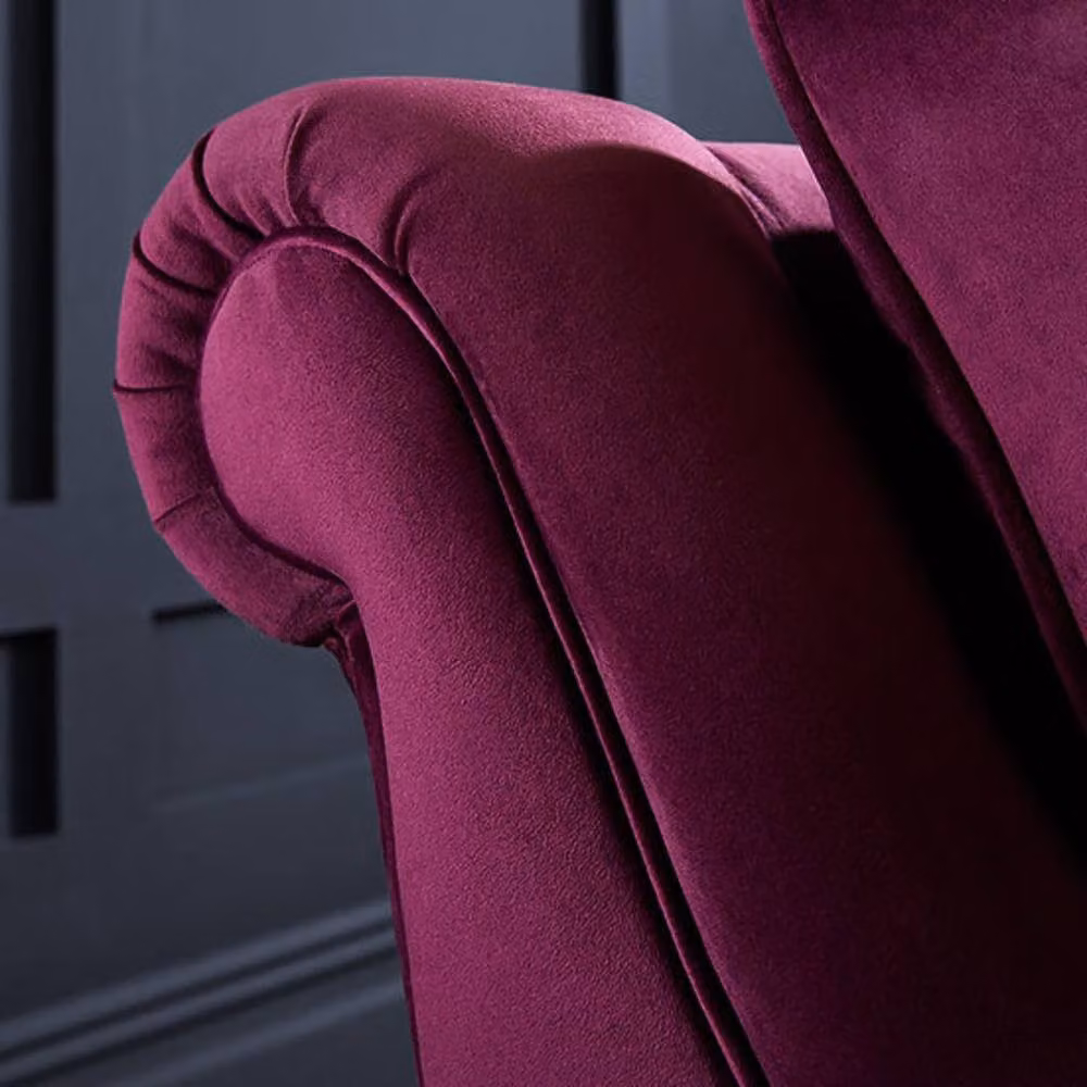 Stratus Interiors York Velvet Fabric Sofa in Purple with Foam Cushions – 2
