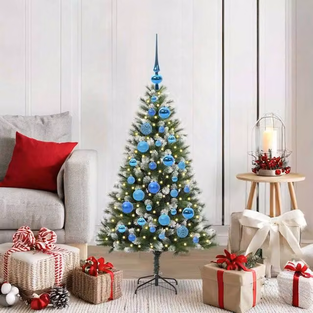 Berkfield Home Artificial Hinged Christmas Tree with Flocked Snow, Green, Height: 120 cm – 1