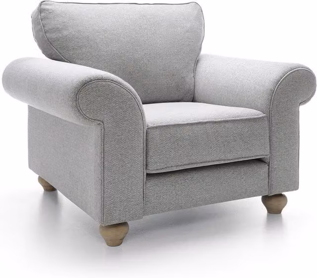 Abakus Direct Ingrid Armchair in Braided Chenille, Light Grey, W/D/H: 90 x 95 x 115 cm