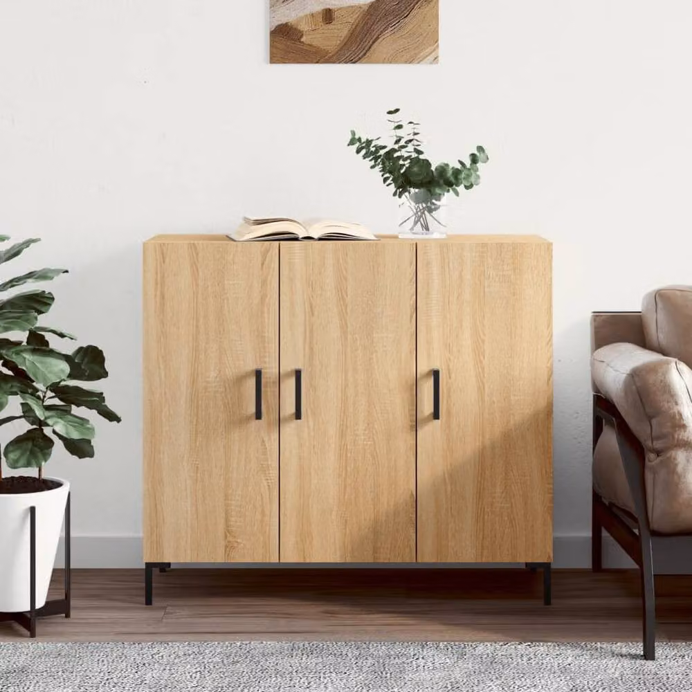 Berkfield Home Sonoma Oak Sideboard in Light Oak, W/D/H: 90 x 34 x 80 cm – 2