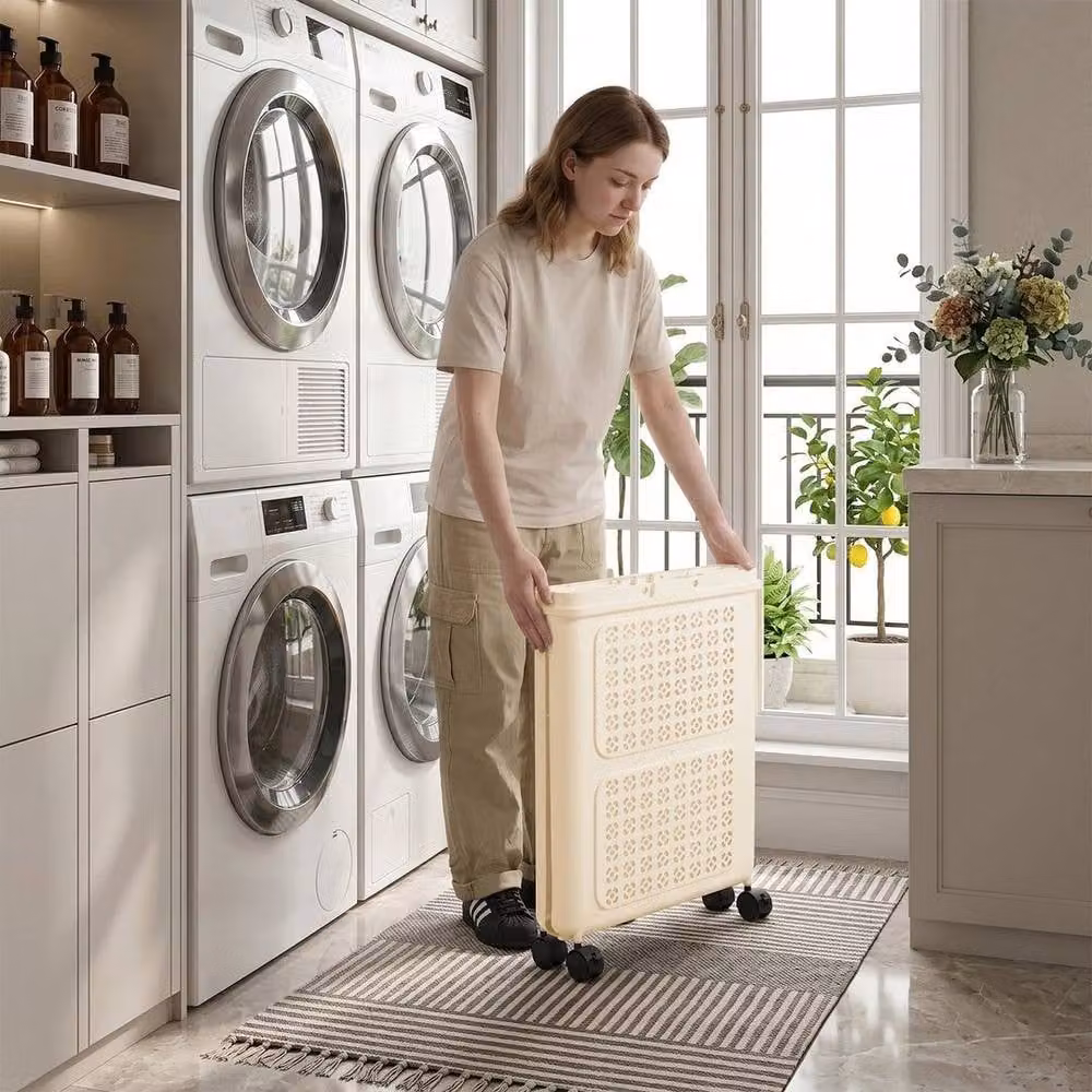 FORGEVIO Collapsible Folding Laundry Basket in Beige, 50L – 2