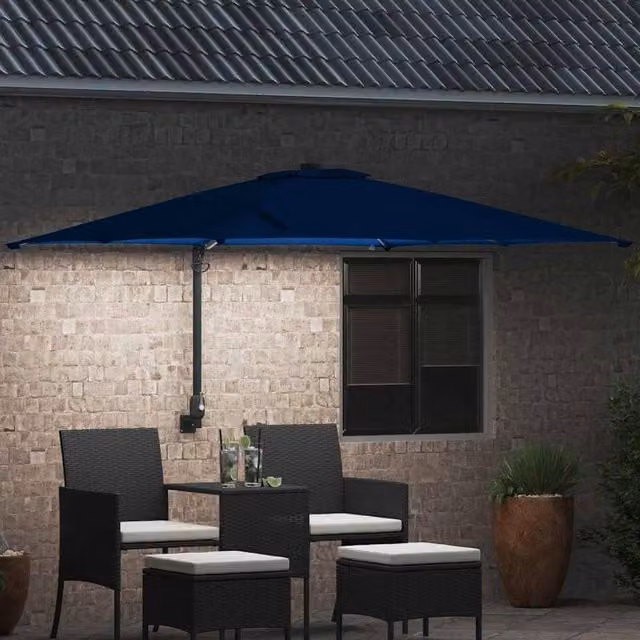 Berkfield Home Traditional Garden Parasol in Blue, W/D: 2.5 x 2.5 m