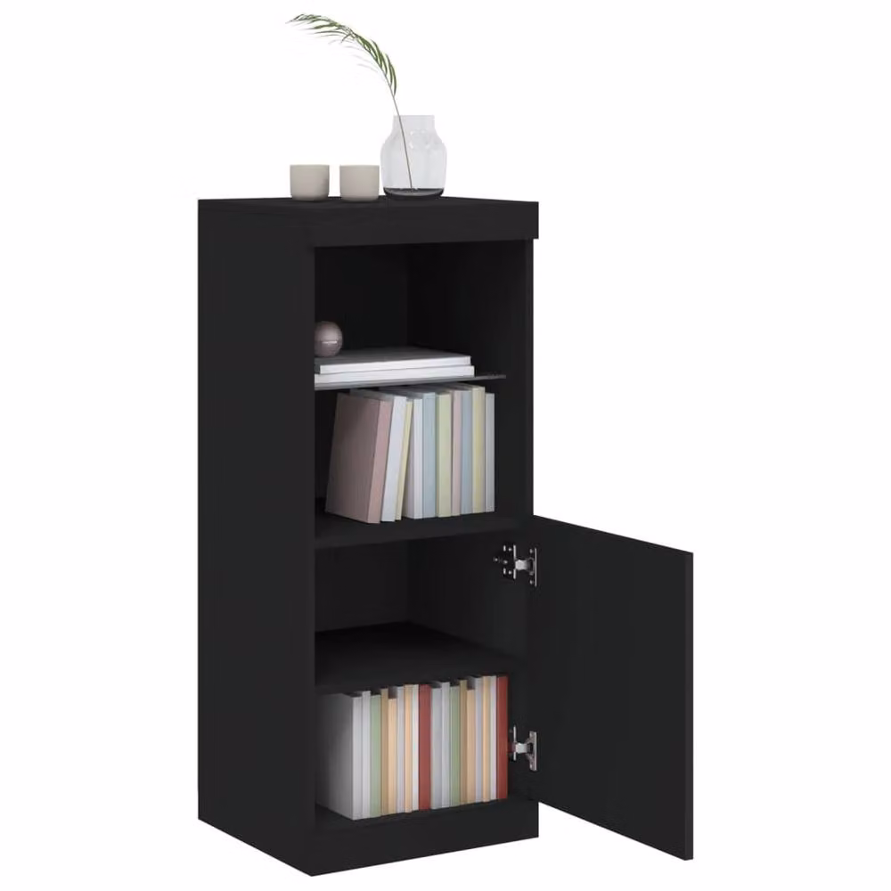 Berkfield Home Black Modern Sideboard with Integrated LED Lights, W: 41 cm, D: 37 cm, H: 100 cm – 4