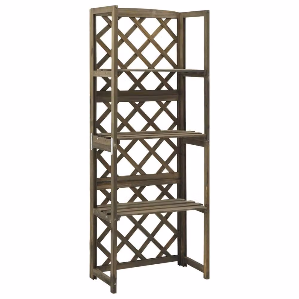 Berkfield Home Grey Wooden Trellis with Shelves, W/D/H: 55 x 30 x 140 cm – 1