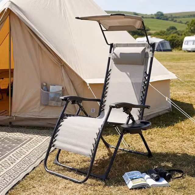 Active Sport Zero Gravity Chair Canopy and Cup Holder in Grey