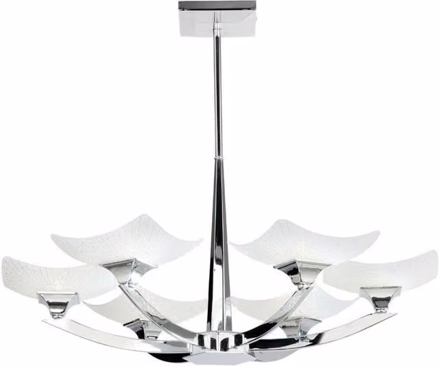 Loops Semi Flush Ceiling Light in Chrome with Transparent Glass Shade for 6 Bulbs