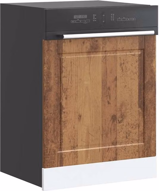 Berkfield Home Porto Old Wood Dishwasher Panel, Brown Engineered Wood, W/D/H: 60 x 1.5 x 67 cm