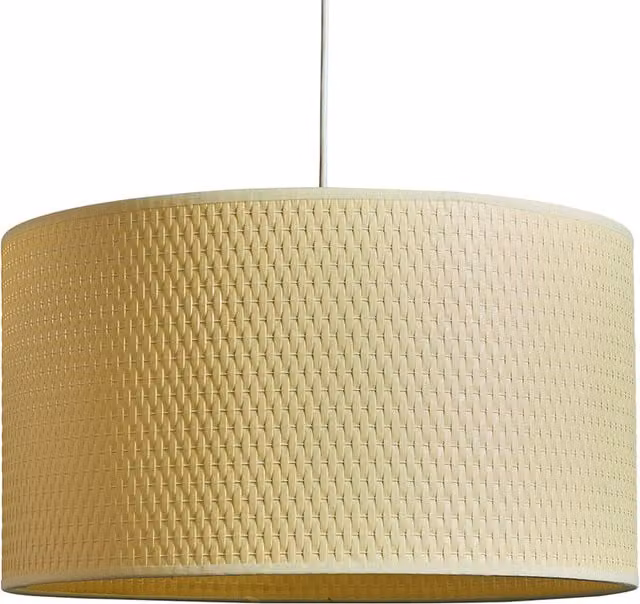 ValueLights Leno Modern Cylinder Rattan Ceiling Pendant Shade in Beige and Yellow