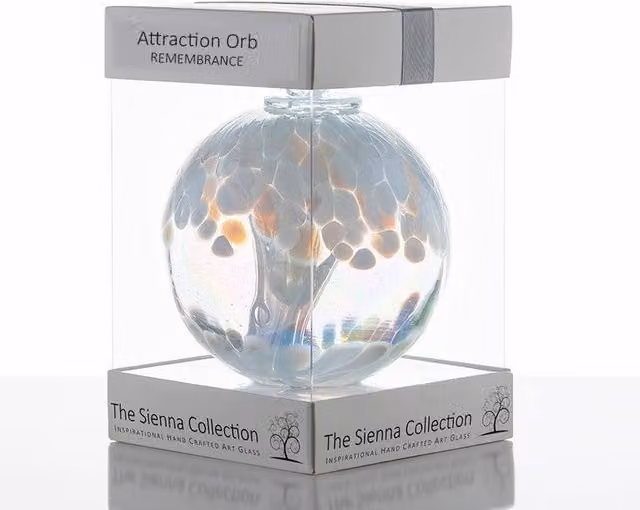 Sienna Glass White Abstract Remembrance Attraction Orb Bauble