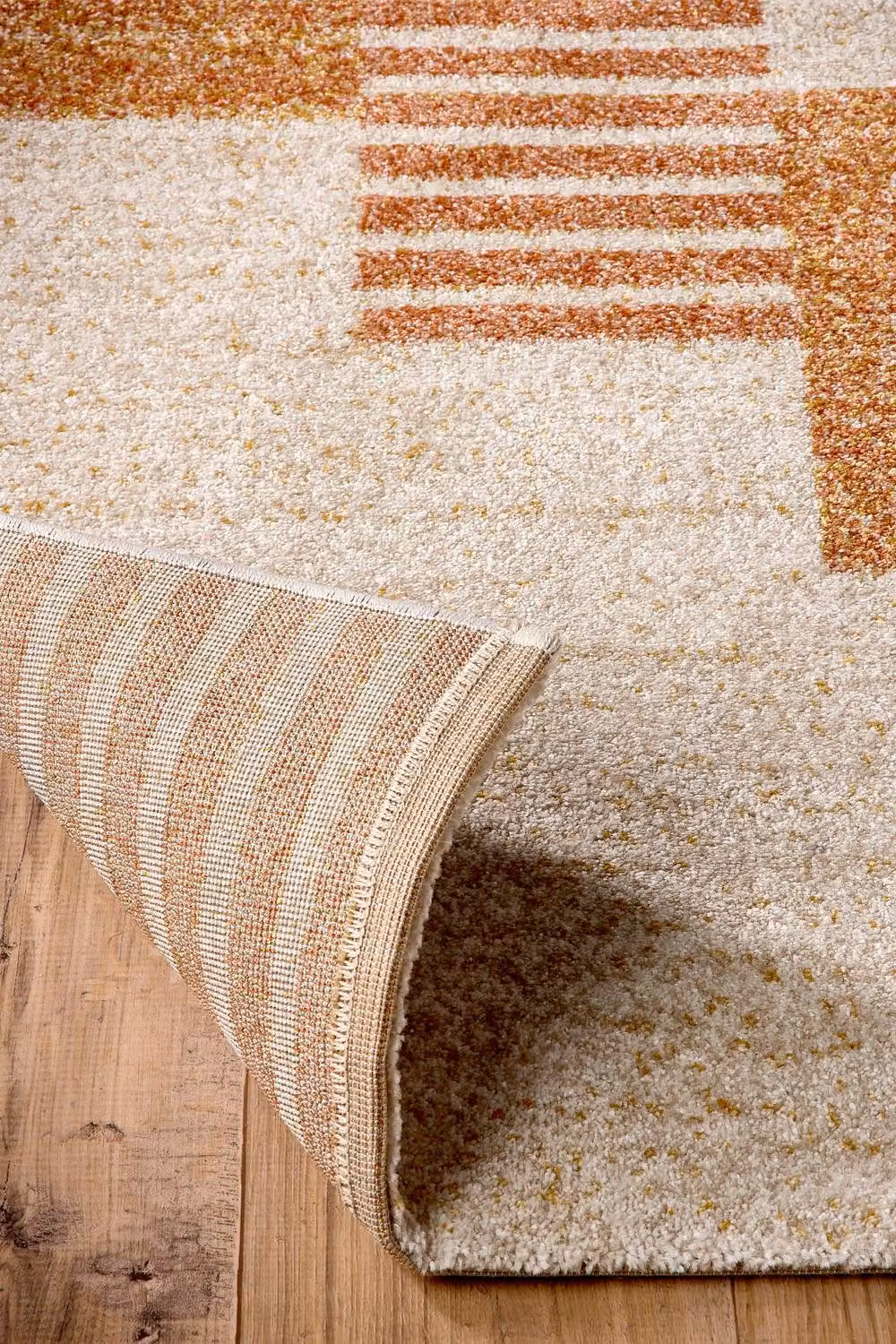 Phoenox Textiles Limited Origins Nomad Block Terracotta and Beige Striped Rug, W: 80 cm, D: 150 cm – 4