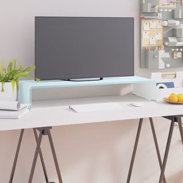Berkfield Home Green Glass TV Stand and Monitor Riser W/D/H: 80 x 30 x 13 cm – 1