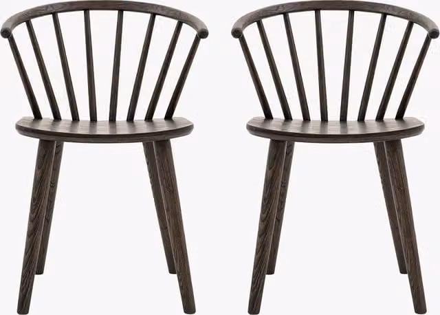 Perch & Parrow Set of 2 Scandinavian Oak Dining Chairs in Brown
