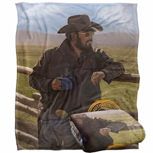 Yellowstone Rip and Coffee Silky Touch Super Soft Fleece Throw Blanket, White, W/D: 152 x 127 cm