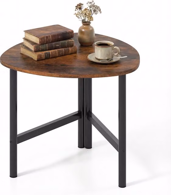 Costway Industrial Accent Sofa Table in Brown with Metal Four-Leg Design