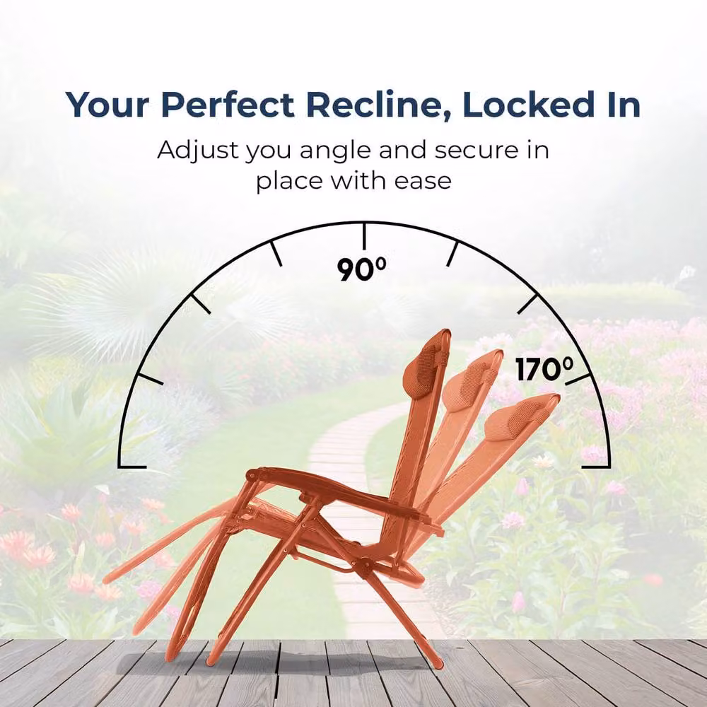 Gainsborough Zero Gravity Reclining Garden Chair in Terracotta with Textilene Fabric and Armrests – 2