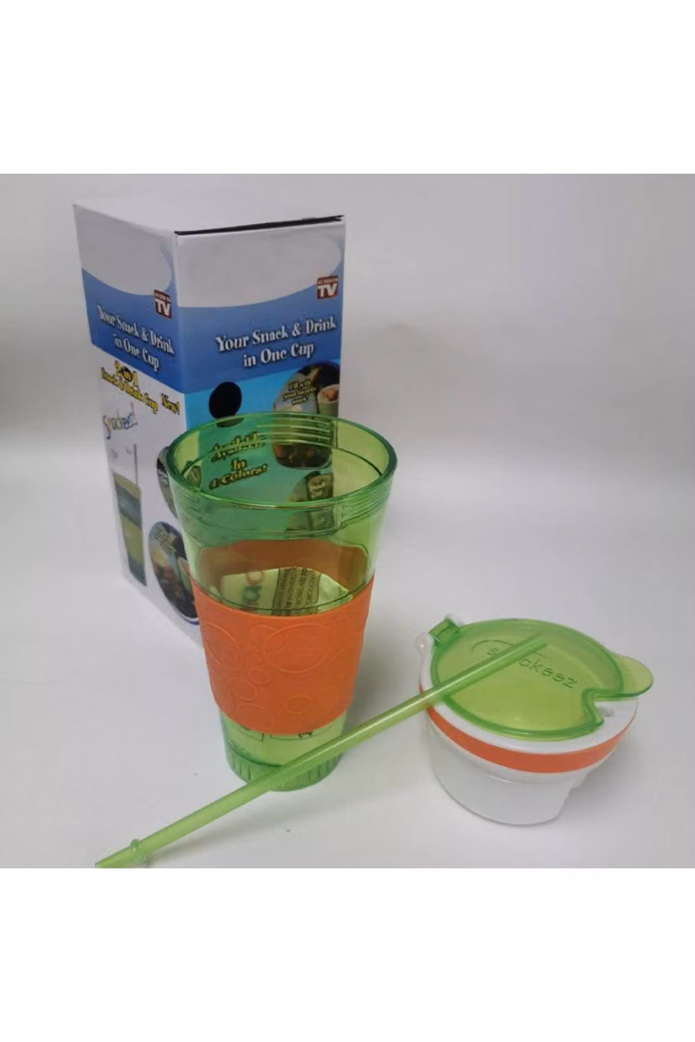 KDMD 2 in 1 Plastic Travel Snack and Drink Tumbler Mug with Lid, Multicolour – 3
