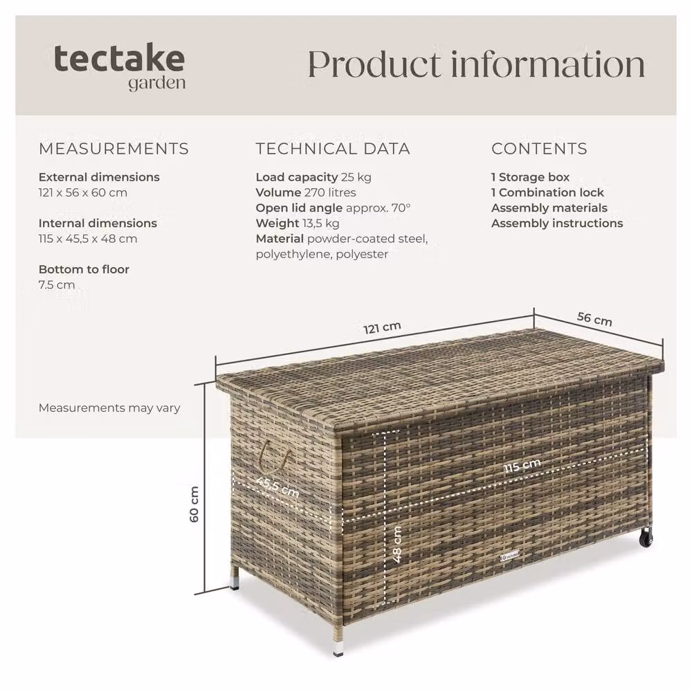 tectake Kiruna Storage Box in Brown – 6