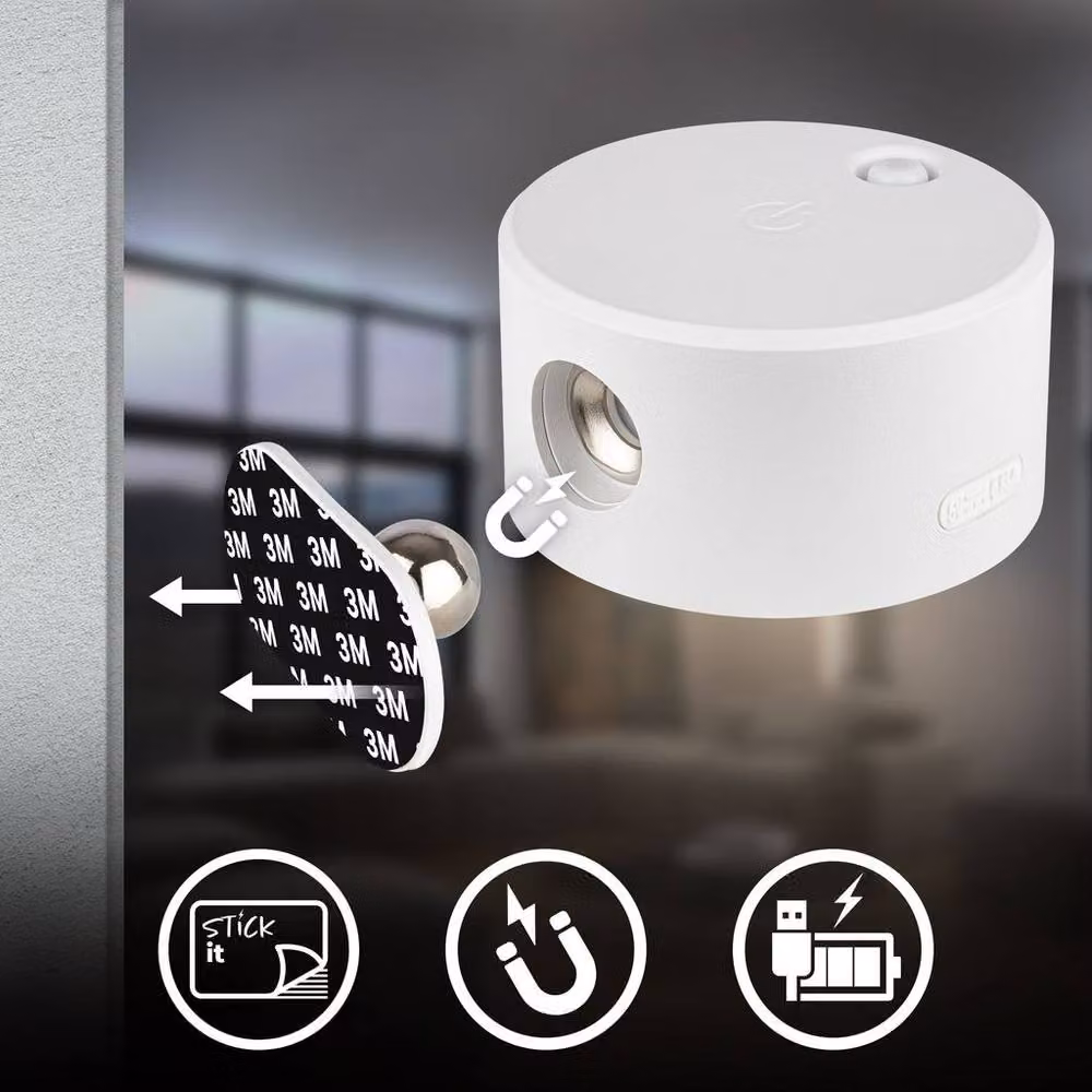 Briloner Rechargeable Cordless LED Wall Light, Dimmable and Touch Controlled, White, W/D/H: 9 x 7.5 x 4 cm – 4