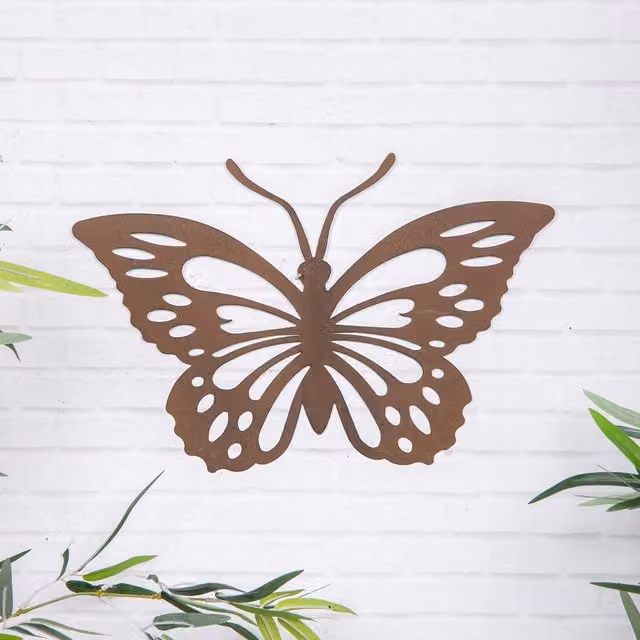 Annibells Rustic Brown Metal Butterfly Garden Wall Plaque