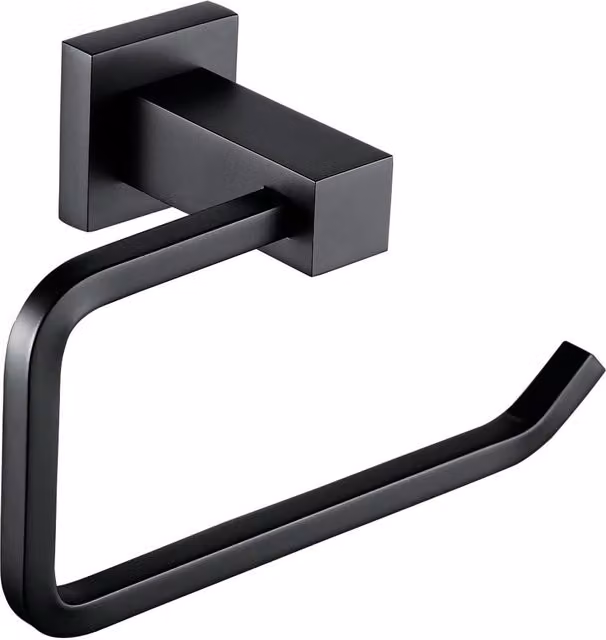 Nes Home Matte Black Square Wall Mounted Metal Toilet Paper Roll Holder – 1
