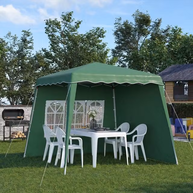 Outsunny Green Pop Up Gazebo with Slant Legs and UPF 50 Protection, W x D: 240 x 240 cm