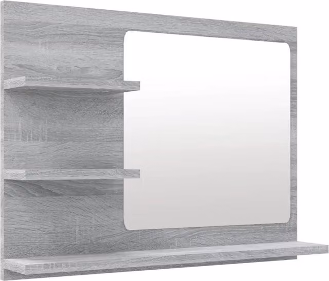 Berkfield Home Sonoma Grey Wall Mounted Bathroom Mirror W/D/H: 60 x 10.5 x 45 cm – 1