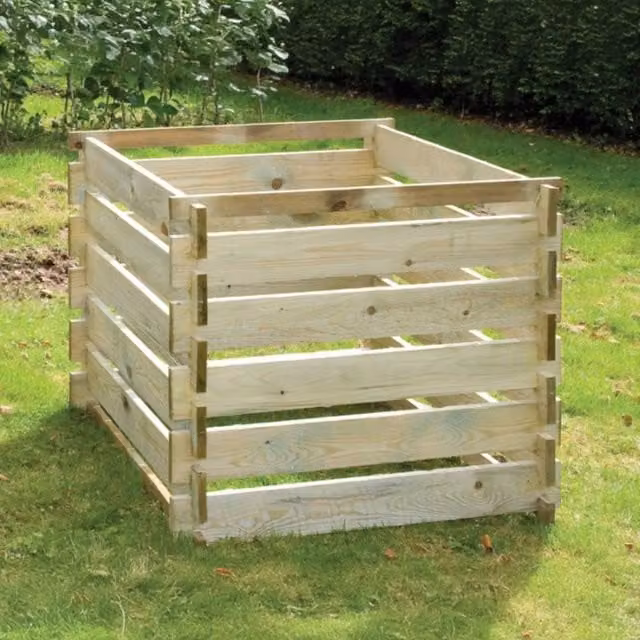 Primrose Beige Wooden Outdoor Compost Bin with Slatted Design, Height: 93 cm