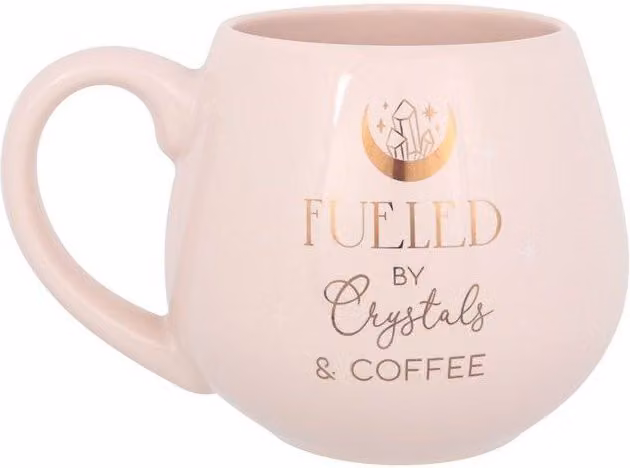 KDMD Crystals & Coffee Ceramic Rounded Mug in Pink and Gold, 500 ml – 1
