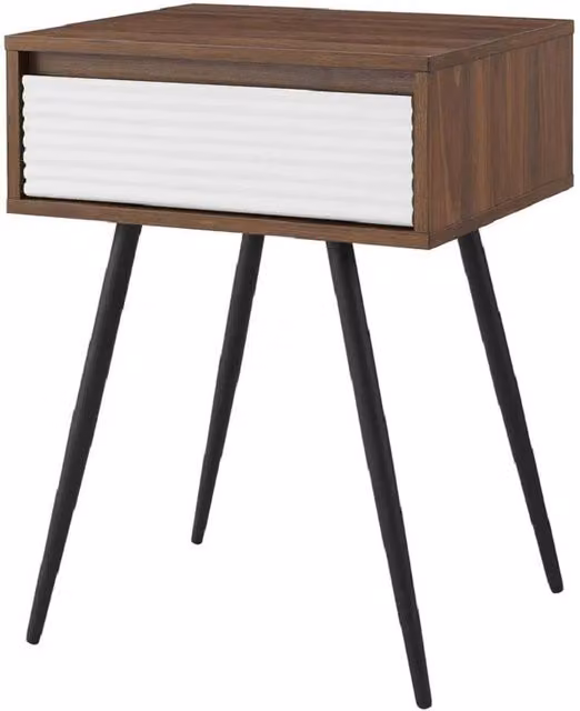 EONLION Fluted Bedside Table with Drawer in Brown – 1