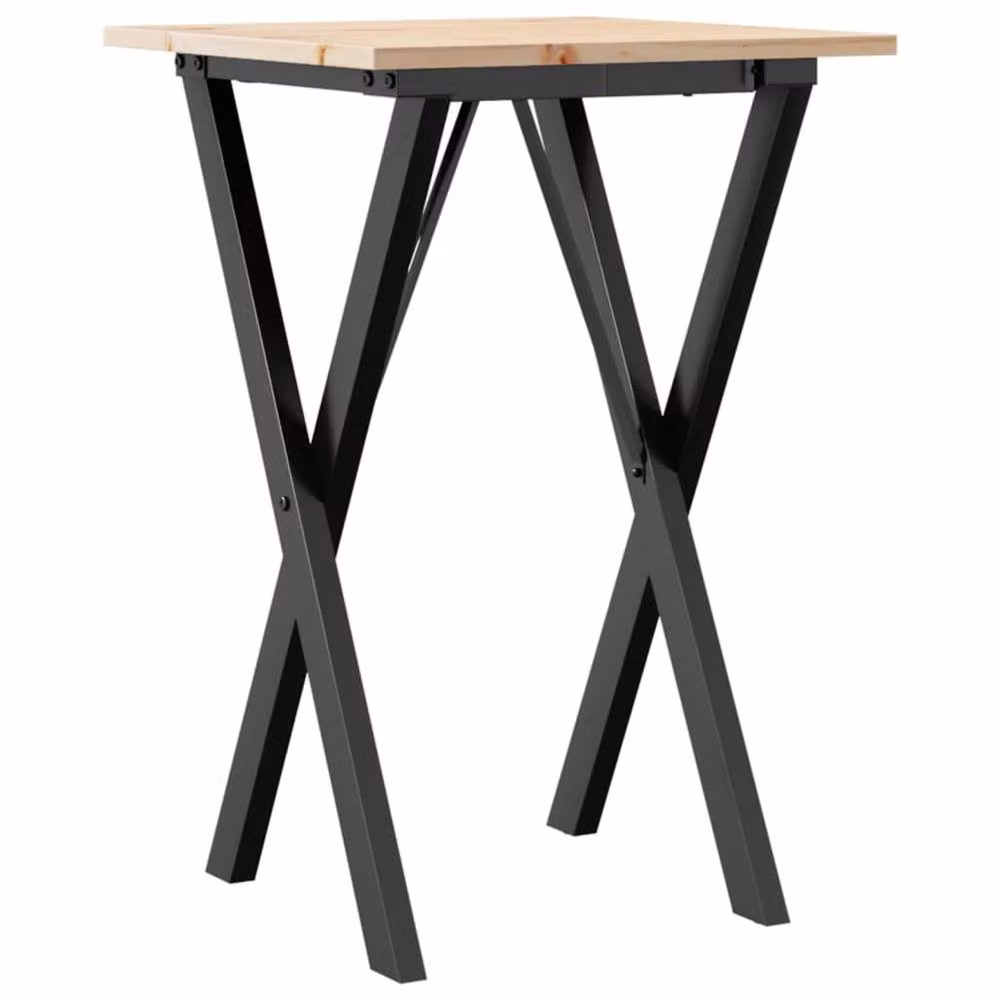 Berkfield Home X-Frame Square Dining Table in Brown Solid Pine and Steel, W/D/H: 50 x 50 x 75 cm – 2