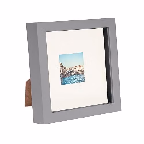 Nicola Spring Single Square 3D Box Photo Frame in Grey