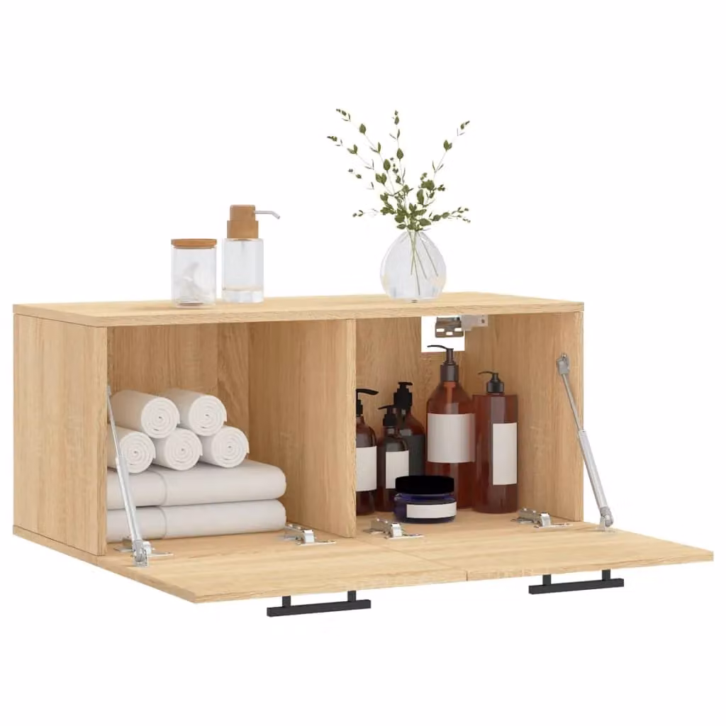 Berkfield Home Wall Mounted Sonoma Oak Cabinet in Brown, W/D/H: 80 x 36.5 x 35 cm – 2
