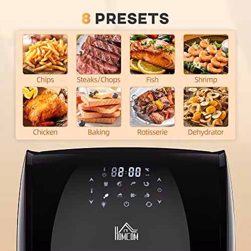 HOMCOM 12L 8-in-1 Digital Air Fryer Oven with Hot Air Function, 1800W, Black – 7