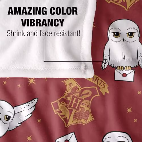 LOGOVISION Harry Potter Hedwig White Super Soft Fleece Blanket, W: 152 cm, D: 127 cm – 3