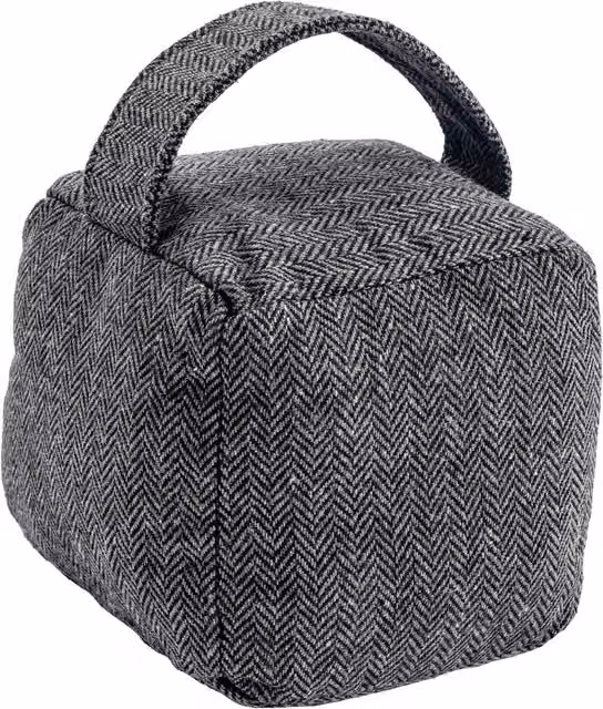 Nicola Spring Grey Geometric Herringbone Door Stop, W/D/H: 16 x 16 x 1 cm