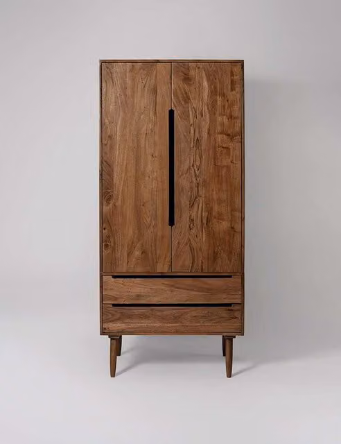 Swoon Southwark Acacia Wood 2 Drawer Wardrobe in Brown