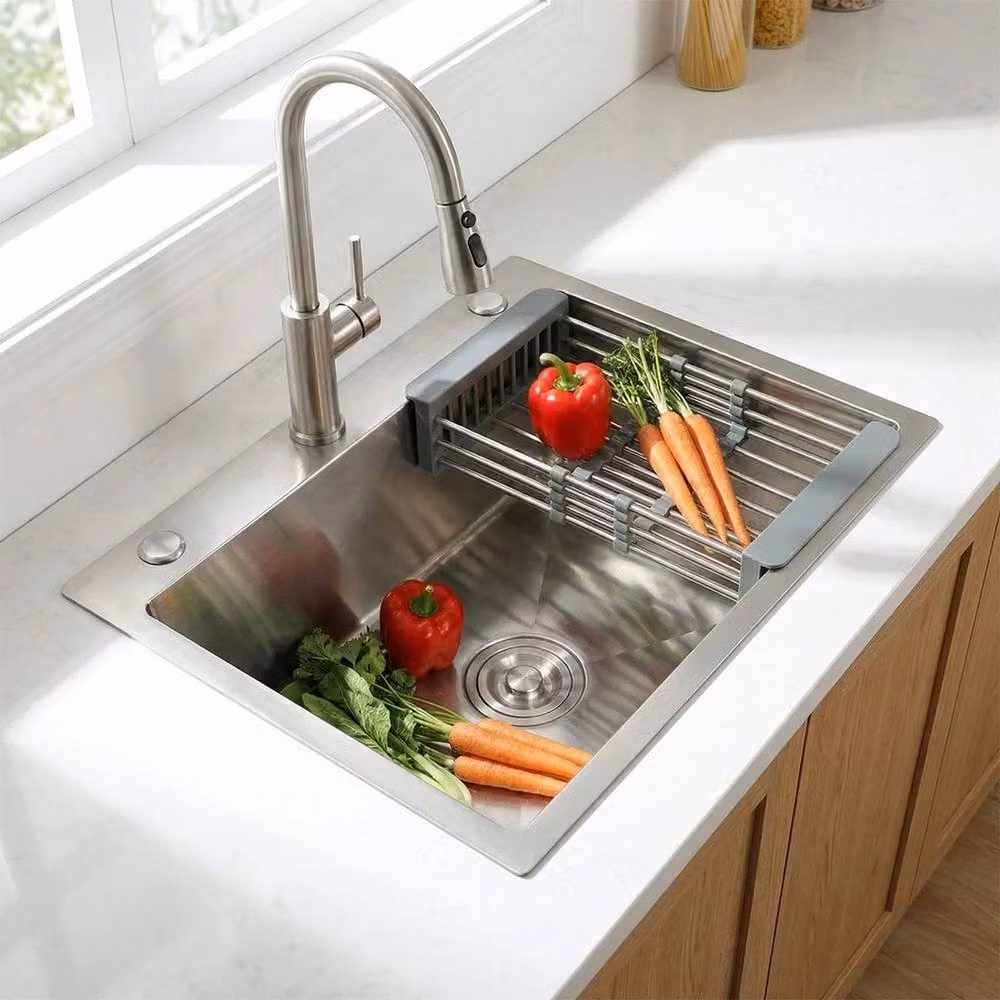 VOGREX Undermount Square Deep Stainless Steel Kitchen Sink in Silver – 3