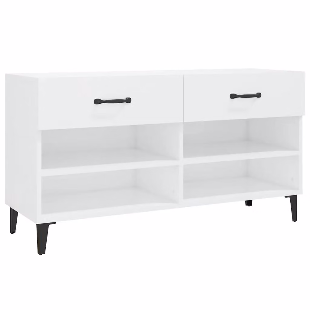 Berkfield Home High Gloss White Shoe Cabinet W/D/H: 102 x 35 x 55 cm – 2