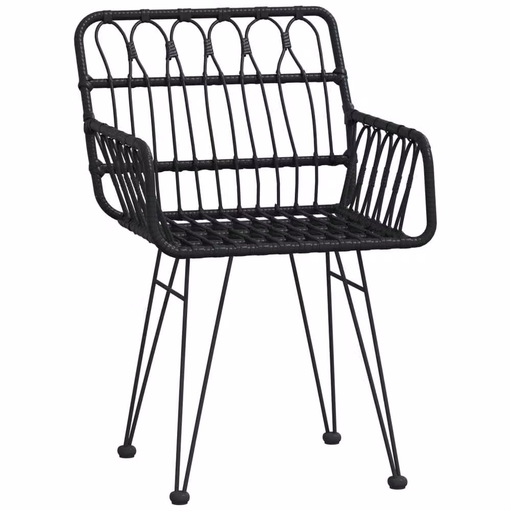 Berkfield Home Beautiful 3 Piece Black Poly Rattan Garden Dining Set – 3