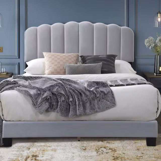 Flintshire Furniture Hope Classic Upholstered Bed in Grey, 140 x 200 cm